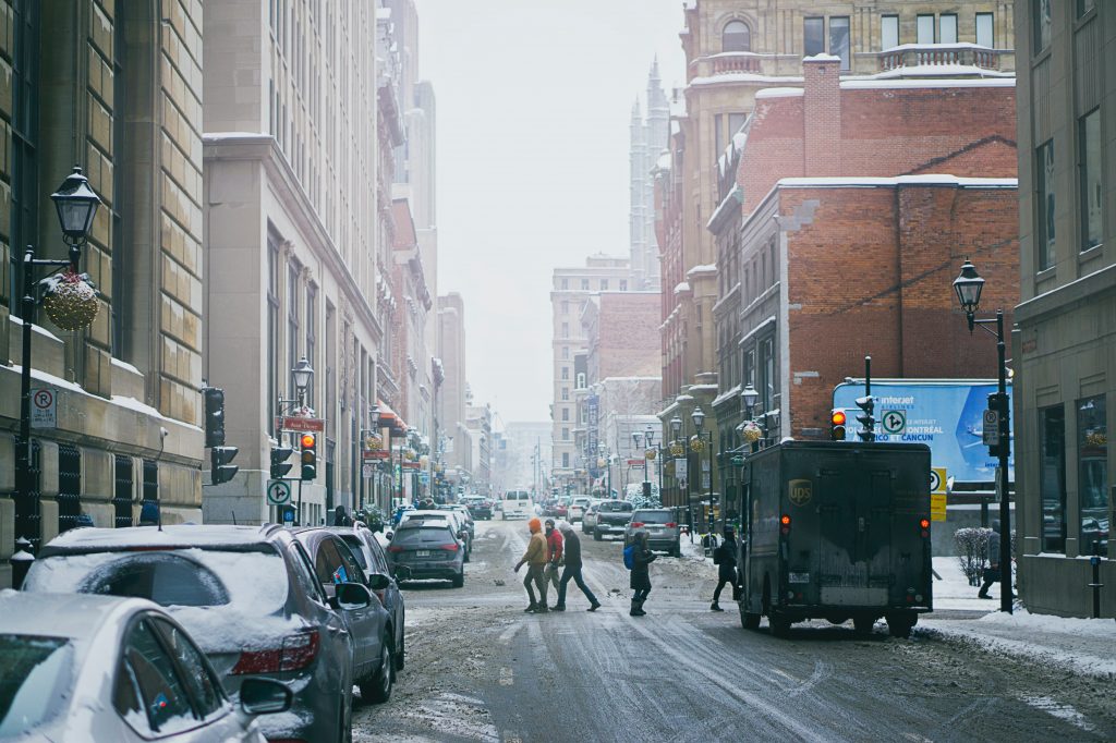 Montreal street in winter
