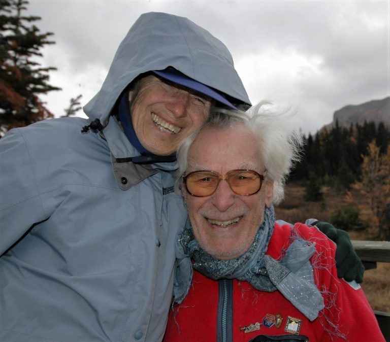 Richard and Louise at Assiniboine Lodge in British Columbia on Richard's 90th birthday
