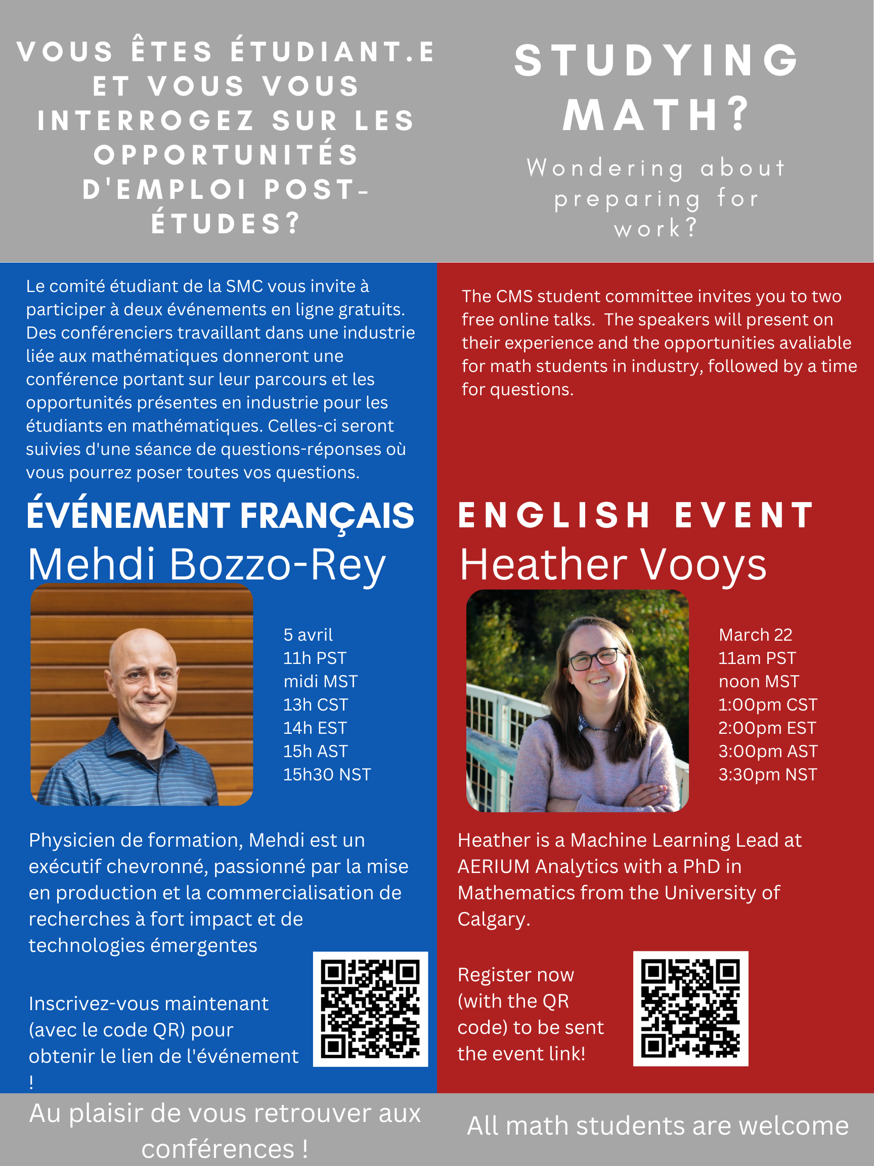 Invitation from the student committee of the CMS – Invitation du comité ...